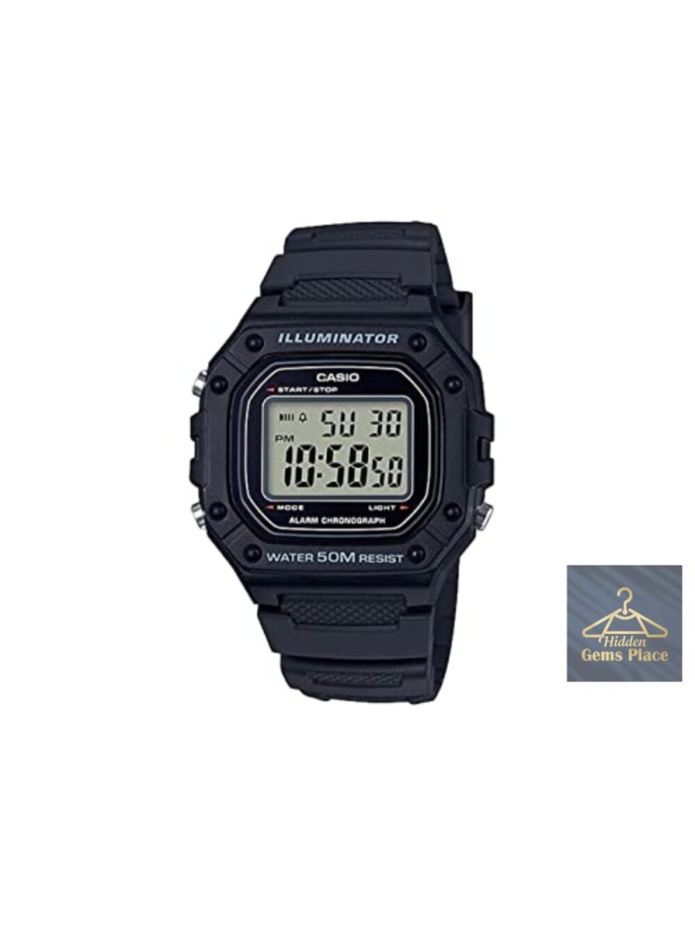 Mens Digital Watch 50M Water Resistant Resin Case LED Backlight Stopwatch